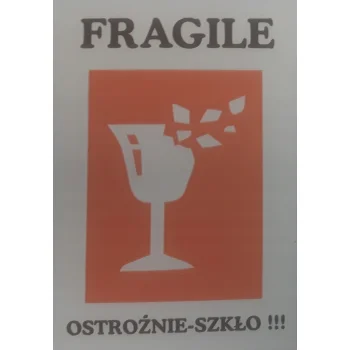 ETYKIETA 80X120MM FRAGILE OSTROŻNIE SZKŁO 100szt