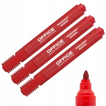 MARKER PERMANENTNY OKRĄGŁY 1-3MM CZERWONY x 3szt