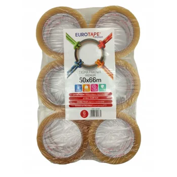 TAŚMA PAKOWA EXTRA MOCNA TRANSPARENT 50x66m x6szt