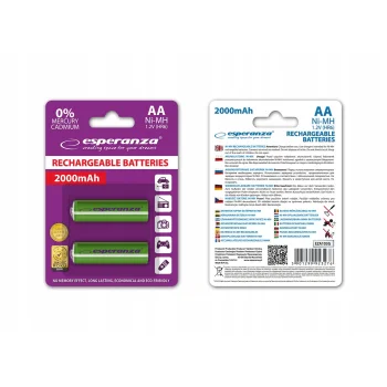 ESPERANZA AKUMULATORKI NI-MH AA 2000MAH 2SZT. ZIE.