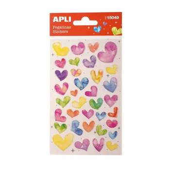 NAKLEJKI APLI HEARTS Z BROKATEM MIX KOLORÓW