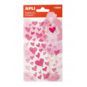 NAKLEJKI APLI HEARTS Z BROKATEM RÓŻOWE