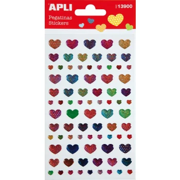 NAKLEJKI APLI HEARTS Z BROKATEM MIX KOLORÓW