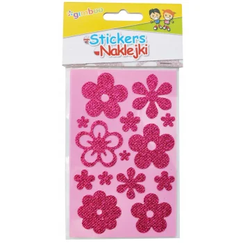 NAKLEJKI GIMBOO KWIATKI Z BROKATEM 8X12,5 CZERWONE