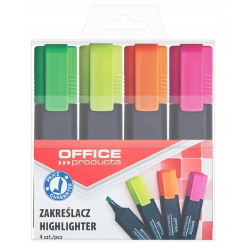 4 ZAKREŚLACZE FLUORESCENCYJNE 1-5MM W ETUI ZESTAW W ETUI