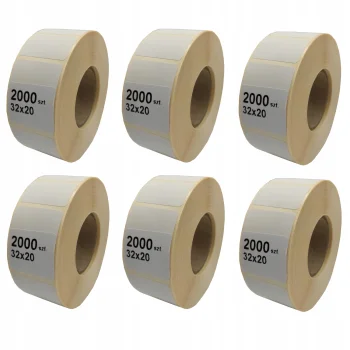 ETYKIETY TERMICZNE NA ROLI 32x20mm 2000et x 6szt