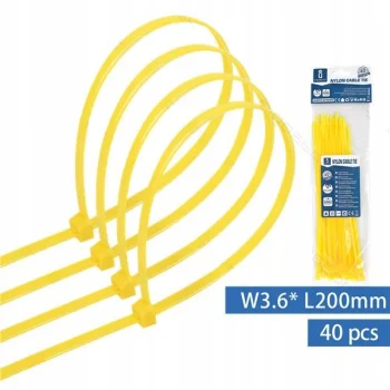 OPASKI ZACISKOWE 200mm x 3.6mm ŻÓŁTE 40szt