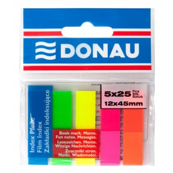 Zakładki PP 12x45mm 5x25 kart mix samoprzylepne