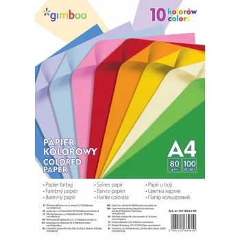 Papier kolorowy A4 100 ark 80gsm 10 neonowych