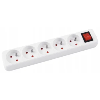 Przedłużacz ,5 gniazd 3m z uziemieniem biały