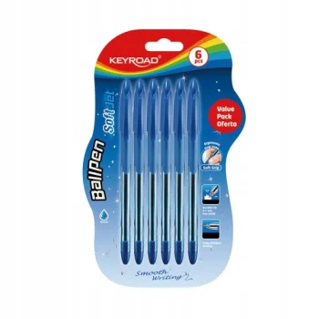 DŁUGOPIS BALL PEN SOFT JET 0,7MM NIEBIESKI 6SZT