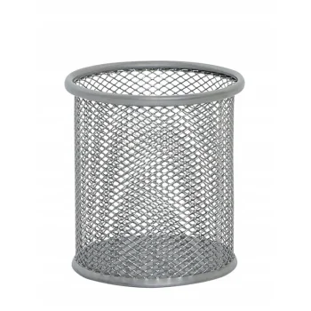 POJEMNIK PRZYBORNIK NA DŁUGOPISY Q-CONNECT OFFICE SET METALOWY SREBRNY