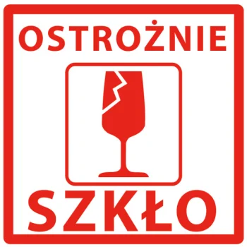 ETYKIETY 74x74mm OSTROŻNIE SZKŁO 300szt