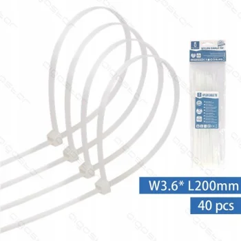 OPASKI ZACISKOWE 250mm x 3.6mm BIAŁE 40szt